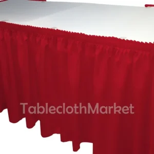 New Tablecloth Market 21' Polyester Pleated Table Skirt Red Skirting Wedding Trade Show