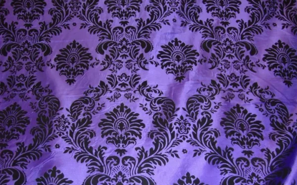 Best Tablecloth Market Purple Black Flocking Damask Taffeta Velvet Fabric 58" Decor 3d"