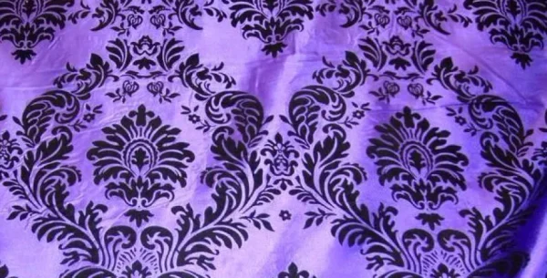 Best Tablecloth Market Purple Black Flocking Damask Taffeta Velvet Fabric 58" Decor 3d"