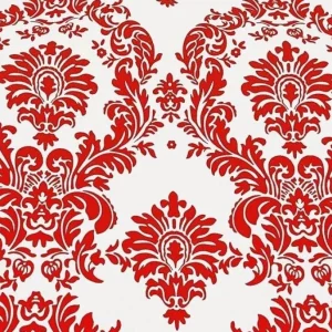 Discount Tablecloth Market Red And White Flocking Damask Taffeta Velvet Fabric 58