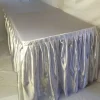 New Tablecloth Market 6' Satin Fitted Double Pleated Table Skirting Cover W/top Topper Any Event White"