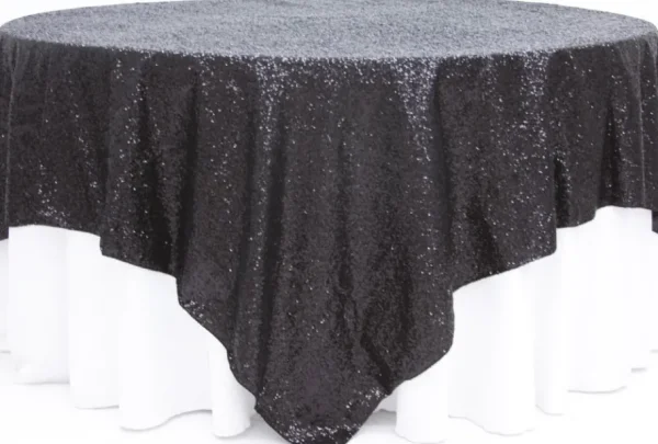 Discount Tablecloth Market Sequin Overlay 90" — 90" Sparkly Shiny Tablecloth Design 4 COLORS WEDDING Party"