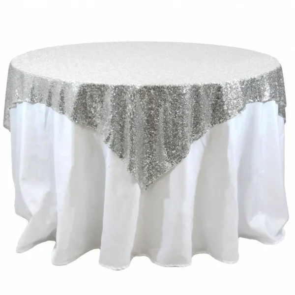 Discount Tablecloth Market Sequin Overlay 60" × 60" Sparkly Shiny Tablecloth Design 4 COLORS WEDDING Party