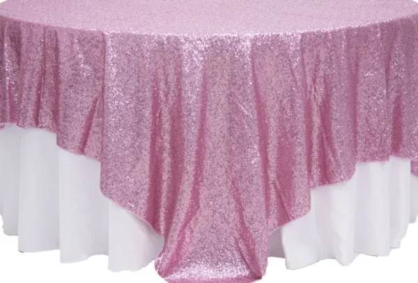 Online Tablecloth Market Sequin Overlay 54" × 54" Sparkly Shiny Tablecloth Design 4 Colors Wedding Party"