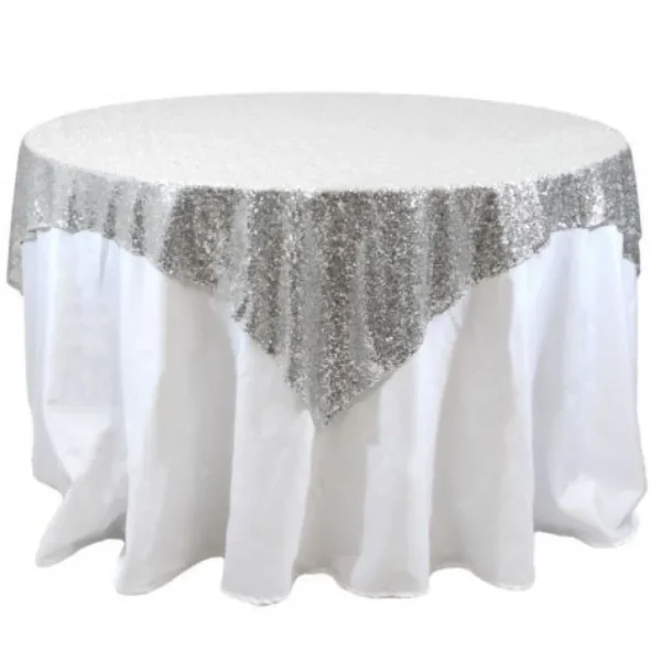 Online Tablecloth Market Sequin Overlay 54" × 54" Sparkly Shiny Tablecloth Design 4 Colors Wedding Party"