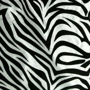 New Tablecloth Market 60" White Black Flocking Zebra Taffeta Fabric 3 Ft Flocked Animal Print Fabric"