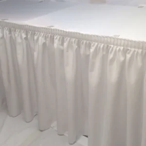 New Tablecloth Market 21' White Polyester Pleated Table Skirt Skirting Catering Trade Show