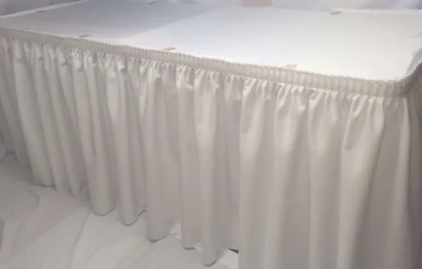 New Tablecloth Market 21' White Polyester Pleated Table Skirt Skirting Catering Trade Show"