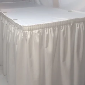 New Tablecloth Market 21' White Polyester Pleated Table Skirt Skirting Catering Trade Show