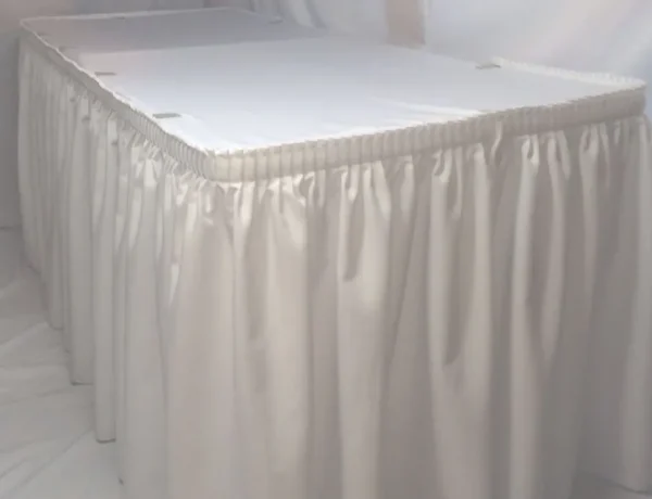 New Tablecloth Market 21' White Polyester Pleated Table Skirt Skirting Catering Trade Show"