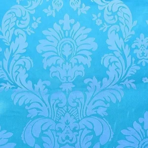 Online Tablecloth Market 15 Yards Aqua Blue Grey Flocking Damask Taffeta Velvet Fabric 58