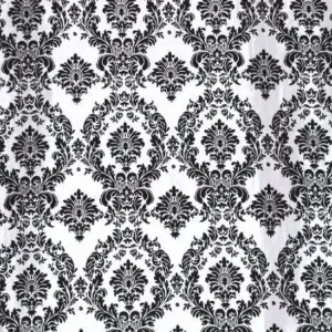 Discount Tablecloth Market 15 Yards Black White Flocking Damask Taffeta Velvet Fabric 58" Flocked Decor"