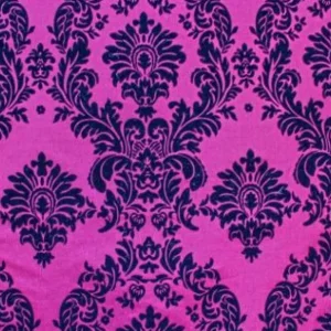 New Tablecloth Market 20 Yards Fuchsia Black Flocking Damask Taffeta Velvet Fabric 58