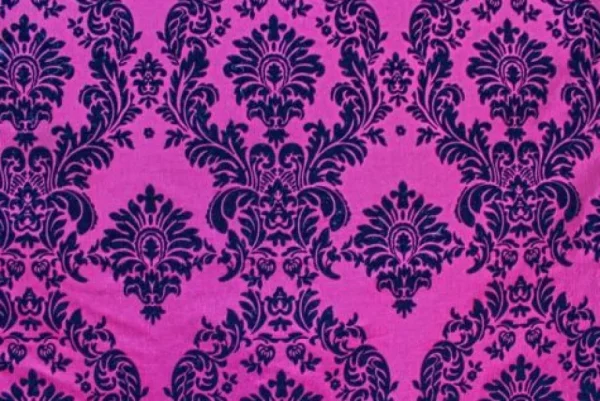 New Tablecloth Market 5 Yards Fuchsia Black Flocking Damask Taffeta Velvet Fabric 58" Flocked Decor"