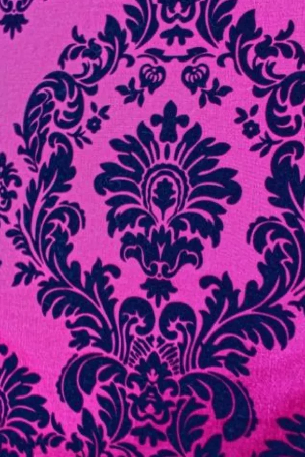 New Tablecloth Market 20 Yards Fuchsia Black Flocking Damask Taffeta Velvet Fabric 58" Flocked Decor"