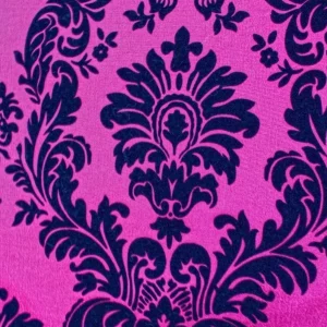 Best Tablecloth Market 15 Yards Fuchsia Black Flocking Damask Taffeta Velvet Fabric 58