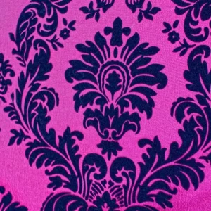 Outlet Tablecloth Market 10 Yards Fuchsia Black Flocking Damask Taffeta Velvet Fabric 58