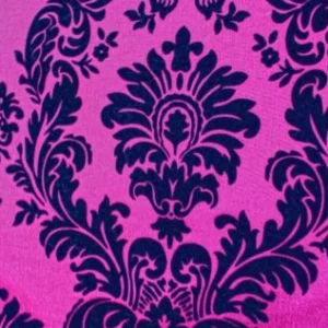 New Tablecloth Market 5 Yards Fuchsia Black Flocking Damask Taffeta Velvet Fabric 58