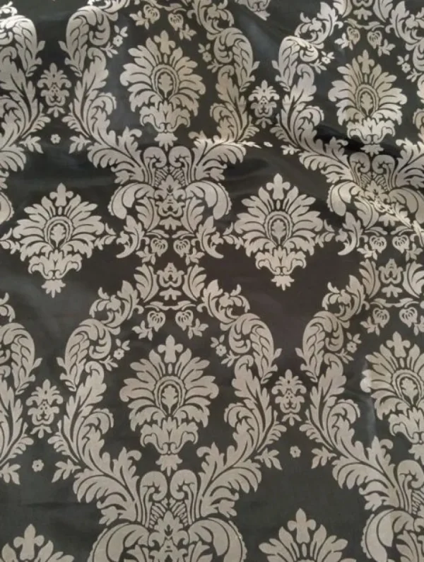 Hot Tablecloth Market 20 Yards Grey Black Flocking Damask Taffeta Velvet 60ft Fabric 58" Flocked"