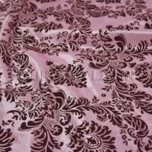 New Tablecloth Market 25 Yards Pink Brown Flocking Damask Taffeta Velvet Fabric 58