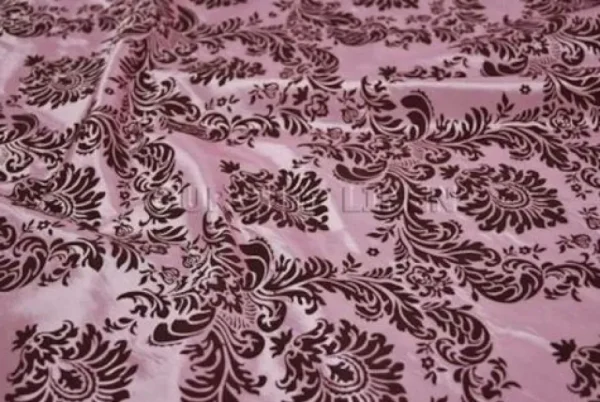 New Tablecloth Market 25 Yards Pink Brown Flocking Damask Taffeta Velvet Fabric 58" Flocked Decor"