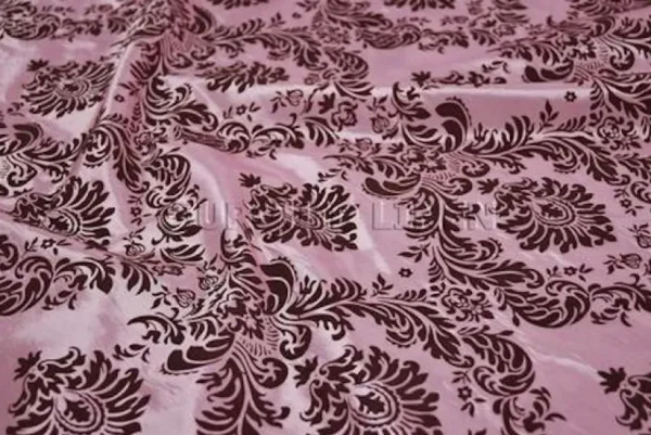 Online Tablecloth Market 20 Yards Pink Brown Flocking Damask Taffeta Velvet Fabric 58" Flocked Decor"