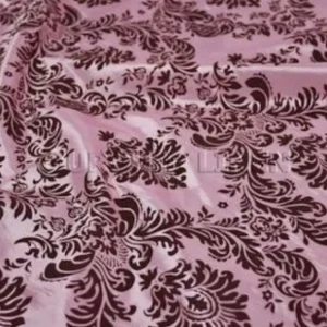 New Tablecloth Market 15 Yards Pink Brown Flocking Damask Taffeta Velvet Fabric 58