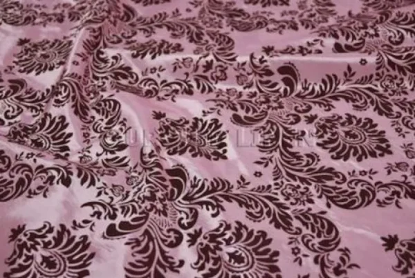 New Tablecloth Market 15 Yards Pink Brown Flocking Damask Taffeta Velvet Fabric 58" Flocked Decor"