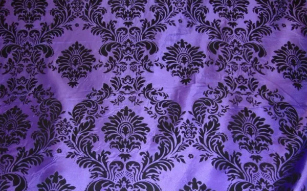 New Tablecloth Market 20 Yards Purple Black Flocking Damask Taffeta Velvet Fabric 58" Flocked Decor"