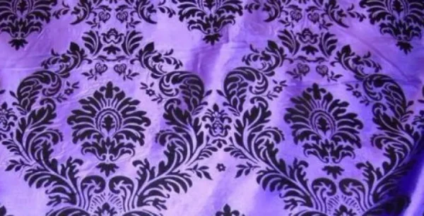 New Tablecloth Market 20 Yards Purple Black Flocking Damask Taffeta Velvet Fabric 58" Flocked Decor"