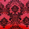 Hot Tablecloth Market 20 Yards Red And Black Flocking Damask Taffeta Velvet Fabric 58" Flocked Decor"