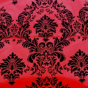 Hot Tablecloth Market 20 Yards Red And Black Flocking Damask Taffeta Velvet Fabric 58" Flocked Decor"