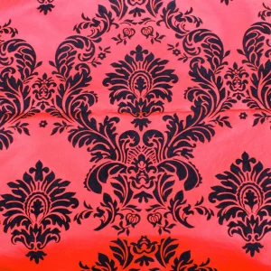 Sale Tablecloth Market 10 Yards Red And Black Flocking Damask Taffeta Velvet Fabric 58