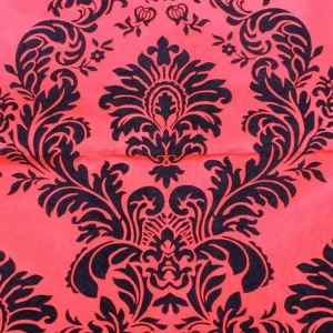 Sale Tablecloth Market 10 Yards Red And Black Flocking Damask Taffeta Velvet Fabric 58