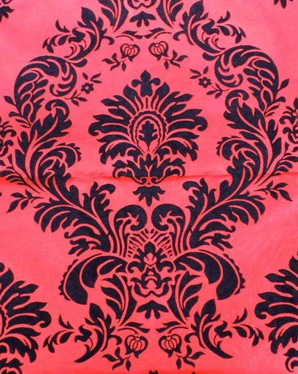 Hot Tablecloth Market 5 Yards Red And Black Flocking Damask 15ft Taffeta Velvet Fabric 58" Decor 3d"