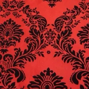 Hot Tablecloth Market 25 Yards Red And Black Flocking Damask Taffeta Velvet Fabric 58