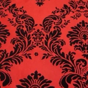 Fashion Tablecloth Market 15 Yards Red And Black Flocking Damask Taffeta Velvet Fabric 58