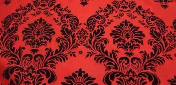 Fashion Tablecloth Market 15 Yards Red And Black Flocking Damask Taffeta Velvet Fabric 58" Flocked Decor"