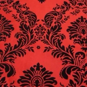 Hot Tablecloth Market 20 Yards Red And Black Flocking Damask Taffeta Velvet Fabric 58