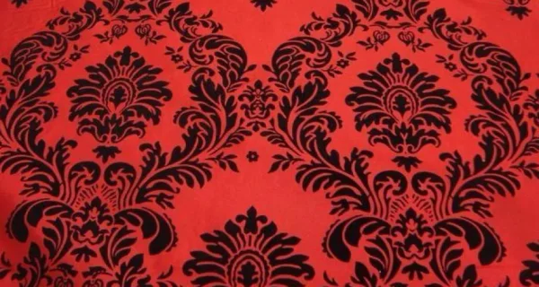 Hot Tablecloth Market 20 Yards Red And Black Flocking Damask Taffeta Velvet Fabric 58" Flocked Decor"