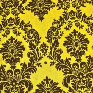 Discount Tablecloth Market 10 Yards Yellow Black Flocking Damask Taffeta Velvet Fabric 58" Flocked Decor"