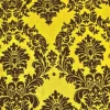 Discount Tablecloth Market 5 Yards Yellow Black Flocking Damask Taffeta Velvet Fabric 58" Flocked Decor"