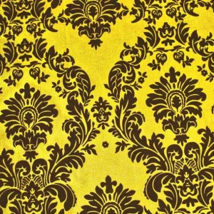 Discount Tablecloth Market 15 Yards Yellow Black Flocking Damask Taffeta Velvet Fabric 58" Flocked Decor"