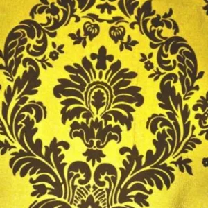 Discount Tablecloth Market 5 Yards Yellow Black Flocking Damask Taffeta Velvet Fabric 58