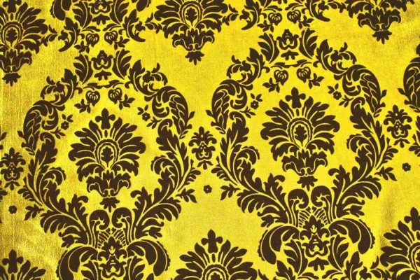 Fashion Tablecloth Market Yellow Black Flocking Damask Taffeta Velvet Fabric 58" Flocked Decor"