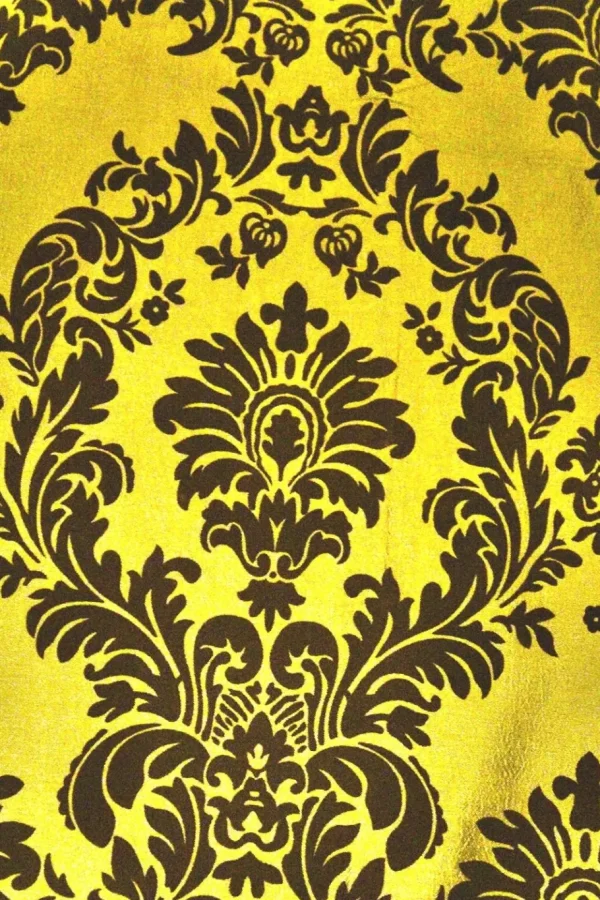 Fashion Tablecloth Market Yellow Black Flocking Damask Taffeta Velvet Fabric 58" Flocked Decor"